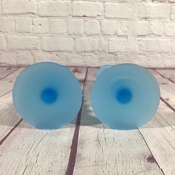 Vintage Tiffin Glass Blue Spiral Swirl Taper Candle Holder Pair Made in the USA - Picture 5 of 5